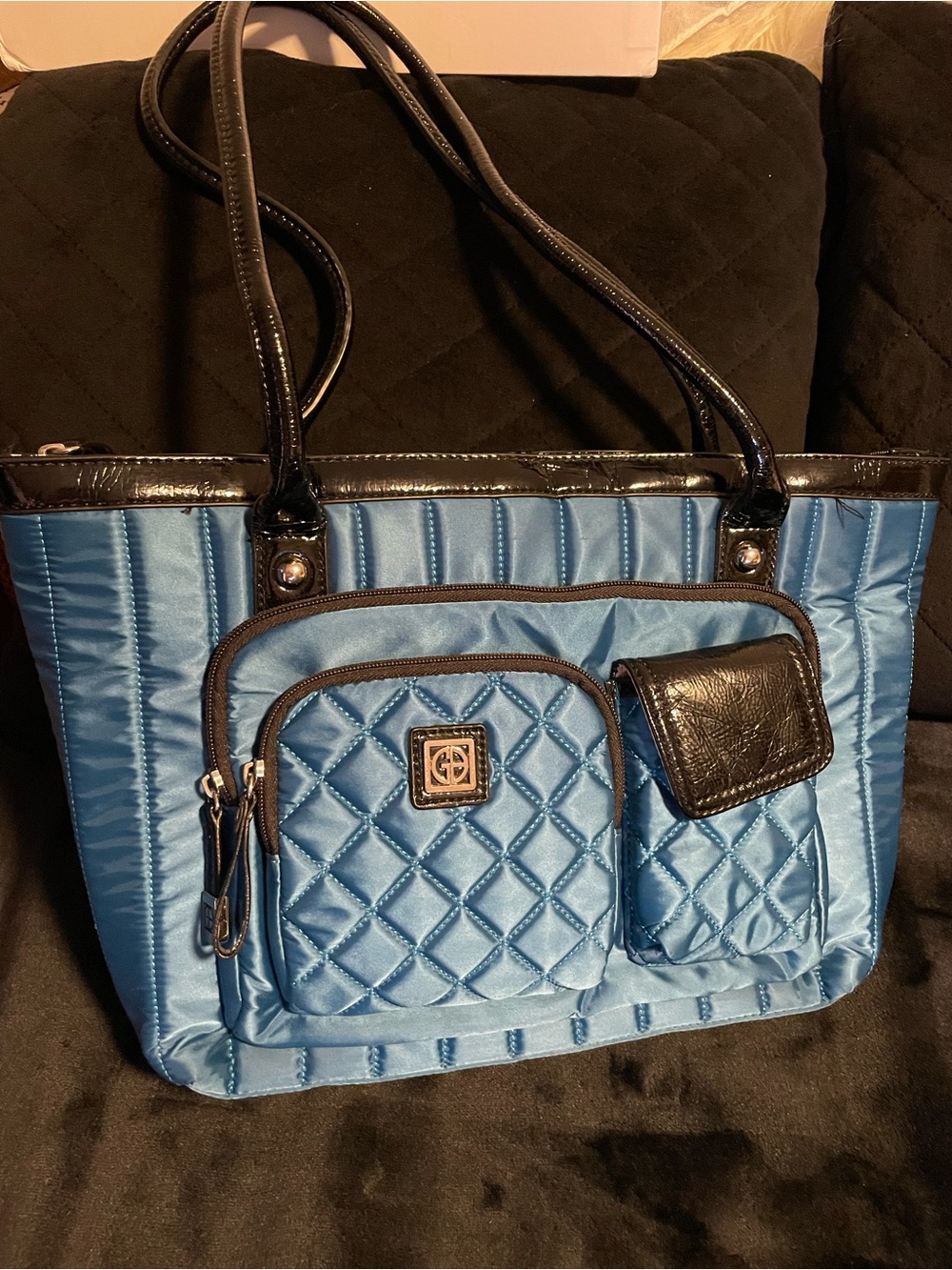 Giani Bernini brand new Quilted shoulder pretty Blue Tote bag-Multi- Compartment
